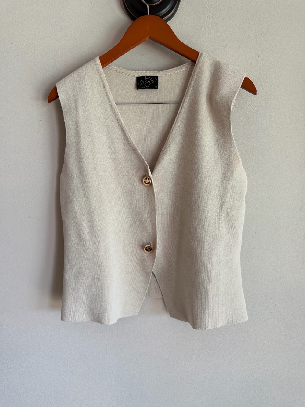 Vintage-Inspired Cream Button Front Women's Vest
